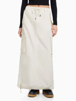 BERSHKA Maxi Rokken Rok Dames Offwhite