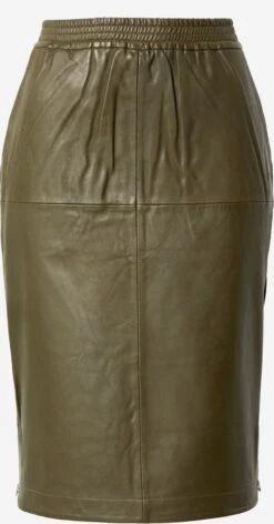 Rosemunde Leren Rokken Rok Dames Olijfgroen