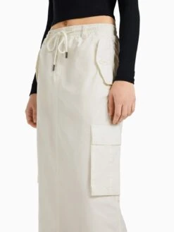 BERSHKA Maxi Rokken Rok Dames Offwhite -RokMode Verkoopwinkel 816d60ff4b9bc54d3153f48302dc0230