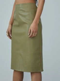 Leren Rokken Rok Kate Dames Olijfgroen -RokMode Verkoopwinkel 92fa268069520cadd6fe9ee178185e4f