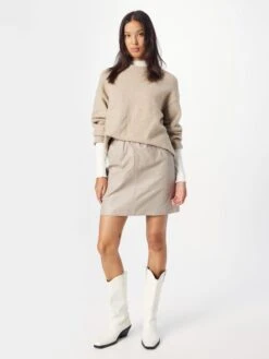 Soft Rebels Leren Rokken Rok Allie Dames Stone Grey -RokMode Verkoopwinkel 99638b49f0536086923f4d0aeccfe466